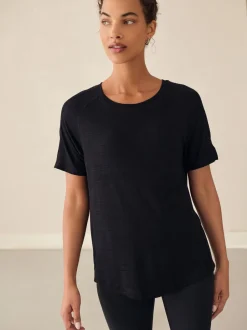 Next Noir - T-shirt léger à manches courtes Col rond Active Outlet