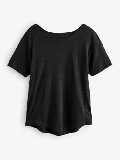 Next Noir - T-shirt léger à manches courtes Col rond Active Outlet