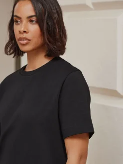 Next - T-shirt Manche courte Col ras du cou lourd Noir New