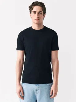 Next Noir - T-shirt ras du cou côtelé à manches courtes Hot