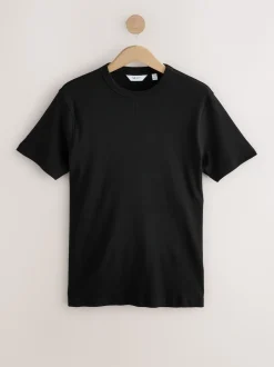 Next Noir - T-shirt ras du cou côtelé à manches courtes Hot