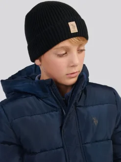 U.S. Polo Assn Noir - . Bonnet Signature Double Horsemen en maille Hot