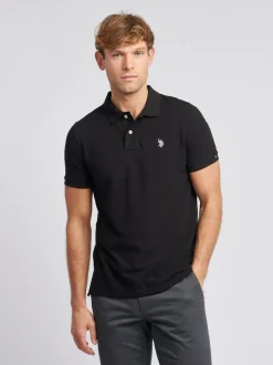 U.S. Polo Assn - . Coupe classique Pique 100% Coton Polos Noir Hot