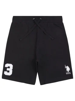 U.S. Polo Assn Noir - . Mens Classic Fit 100% Cotton Player 3 Sweat Shorts New