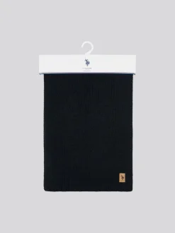 U.S. Polo Assn Noir - . Mens Winter Rib Knit Noir Écharpe Discount