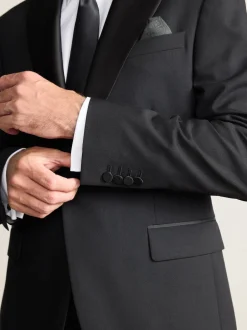 Next Noir - Veste de costume de smoking Coupe ajustée Signature Nova Fides 100% laine italienne