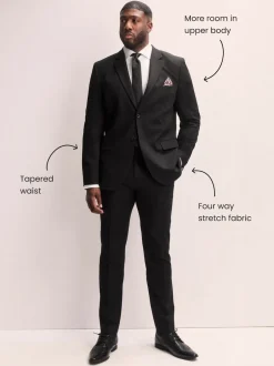 Next Noir - Veste de costume extensible Ajusté aux Muscles Motionflex Online