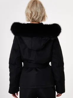 Threadbare Noir - Veste de ski rembourré Ceinturé Discount