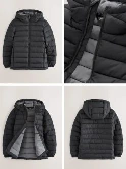 Next - Veste matelassée à capuche de poids moyen (3-17ans) Noir Online