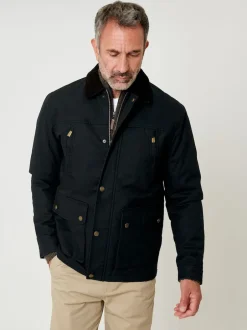 Saltwell Noir - Veste à col en velours côtelé ciré Best