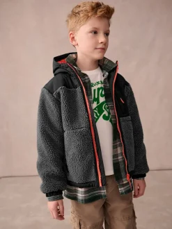 Superdry - Veste zippée et imitation peau de mouton Noir Discount