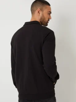 Threadbare Noir - Veste-chemise zippée en piqué New