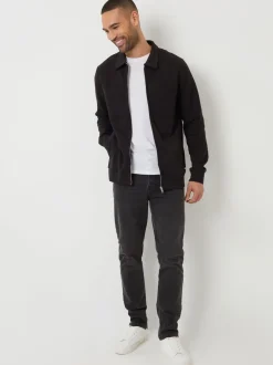 Threadbare Noir - Veste-chemise zippée en piqué New