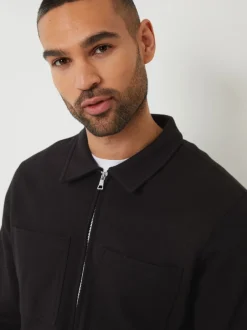 Threadbare Noir - Veste-chemise zippée en piqué New