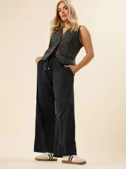 Yours Curve Noir - Jean Ample à coutures avant Sale