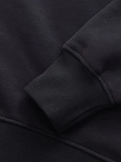 Next - Sweat-shirt super doux Peached Essentials à col rond et coutures Noir absolu Outlet