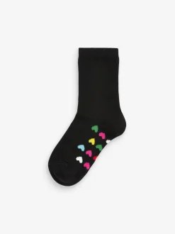 Next Noir arc-en-ciel - Paquet de 5 chaussettes d'école à cheville en coton riche semelle intérieure Sale
