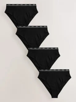 Next Noir avec logo noir - Lot de 4 culottes à logo en coton Jambe haute à taille haute Best