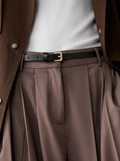 Next - Ceinture fine en cuir Noir avec Or Online