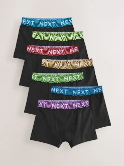 Next - Lot de 7 boxers (2-16ans) Noir avec taille brillante Clearance