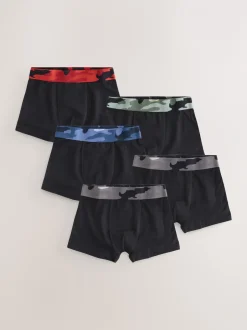 Next Noir avec taille camouflage - Lot de 5 boxers (2-16ans) New