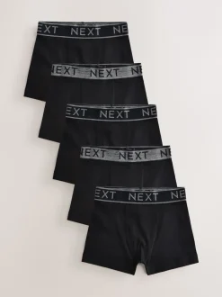 Next - Lot de 5 boxers (1.5-16ans) Noir avec taille grise Outlet