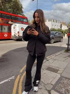 Never Fully Dressed Noir brodé - Leggings évasés en coton New