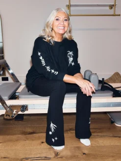 Never Fully Dressed Noir brodé - Leggings évasés en coton New