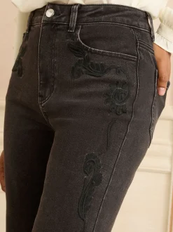 Love & Roses Noir brodé - Jean bootcut New