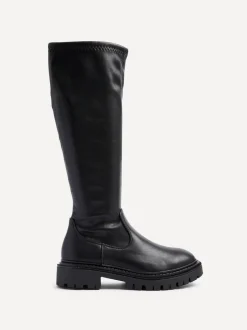 Linzi Noir en PU - Bottes extensibles Hallie hautes Discount