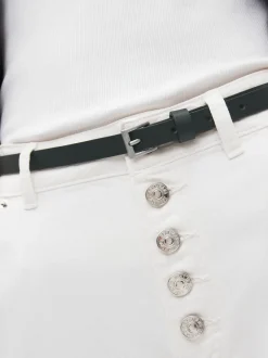 Next - Ceinture fine en cuir Noir et argent Online