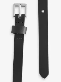Next - Ceinture fine en cuir Noir et argent Online