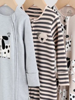 Next - Lot de 3 dors-bien bébé zippés (0-2ans) Noir et blanc à motif chien Sale