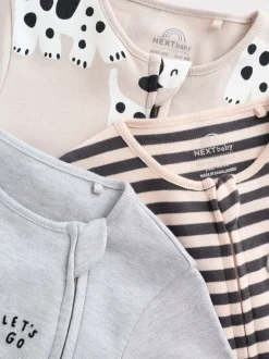 Next - Lot de 3 dors-bien bébé zippés (0-2ans) Noir et blanc à motif chien Sale