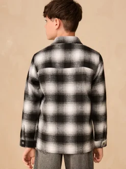Next Noir et blanc monochromes - Surchemise zippée à carreaux (3-16ans) Clearance