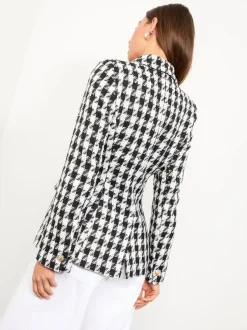 Lipsy - Blazer droit Noir et Blanc pied-de-poule New