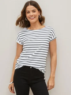 Next noir et blanc rayé - Lot de 3 T-shirts à manches courtes 100 % coton Discount