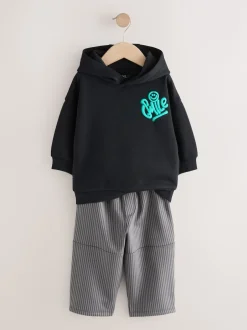 Next Noir et gris imprimé - Ensemble Jogging à capuche et charpentier (3mths-7yrs)
