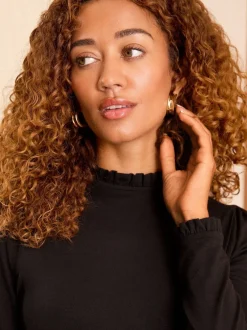 Love & Roses Noir et Rayure - haut en jersey à manches longues et col volanté Best