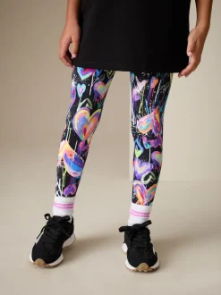 Next - Leggings (3-16ans) Noir Graffiti coeur Outlet