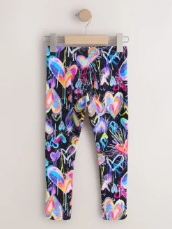 Next - Leggings (3-16ans) Noir Graffiti coeur Outlet