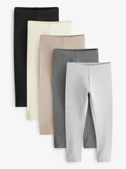 Next - Lot de 5 leggings (3-16ans) Noir/ Gris/ Neutre Online