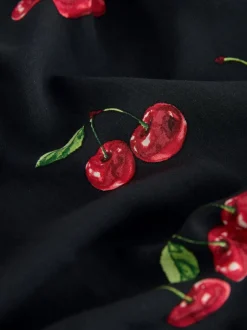 Next - Mini robe à manches longues avec coutures Noir imprimé cerises Online