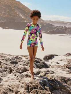 Next Noir imprimé tropical - Maillot de bain court une pièce (3-16ans) Outlet