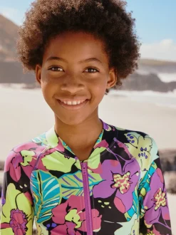 Next Noir imprimé tropical - Maillot de bain court une pièce (3-16ans) Outlet