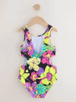 Next Noir imprimé tropical - Maillot de bain à découpes (3à16ans) Sale