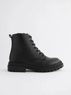 Next - Warm Lined À lacets Ankle Bottes Noir mat Outlet