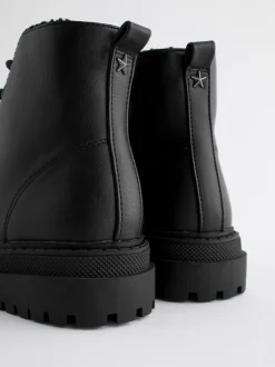 Next - Warm Lined À lacets Ankle Bottes Noir mat Outlet