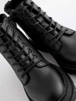 Next - Warm Lined À lacets Ankle Bottes Noir mat Outlet