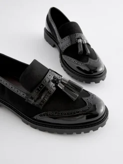 Next Noir mélangé - Mocassins épais à crampons et détails à glands Outlet